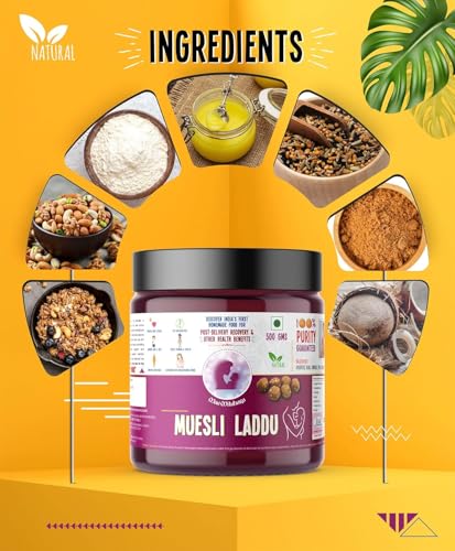 Image of Maa Mitahara Muesli Laddu 500g | Healthy Laddoo with Nuts, Seeds, Coconut & Desi Ghee | Traditional Energy Sweet | Nutritious Snack for Daily Wellness (500g, Museli)