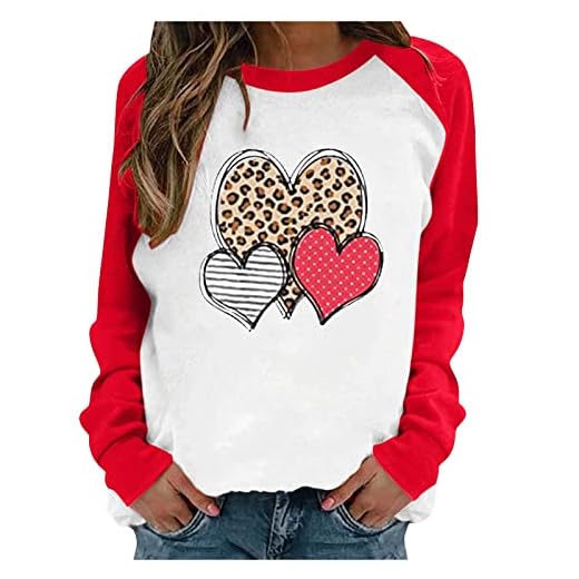 MEJI Tröjor för kvinnor, långärmad tröja damer lång skjorta damer dammode alla hjärtans dag kärlek tryckt axel slits långärmad tröja