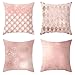 Lieson Housse de Coussin 50x50, Coussins Canape Salon Rose Gris Coussin Décoratif pour Extérieur Motif Carré Scintillant, Polyester
