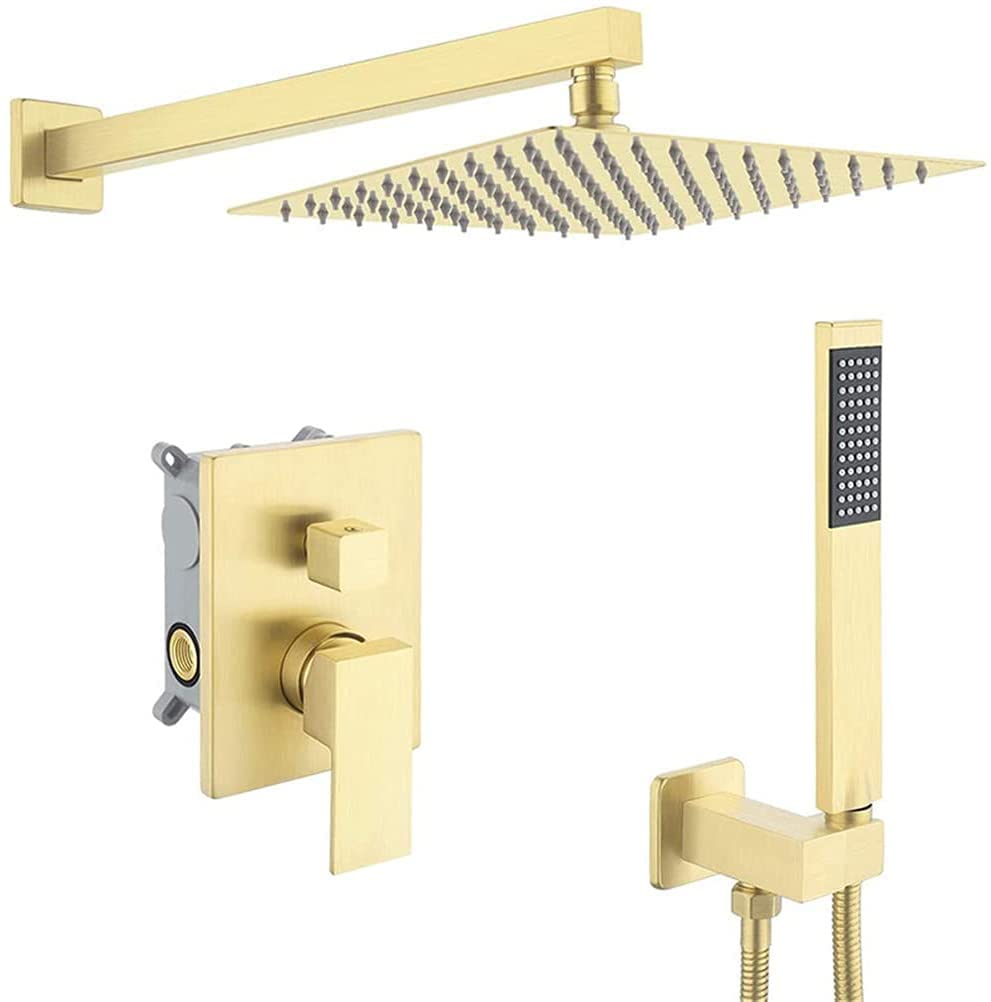 NZPOST Shower Faucet Mixer Set, Bathroom Wall Mounted Mixer Brass Bathroom Tap, Two Function Rainfall Sho