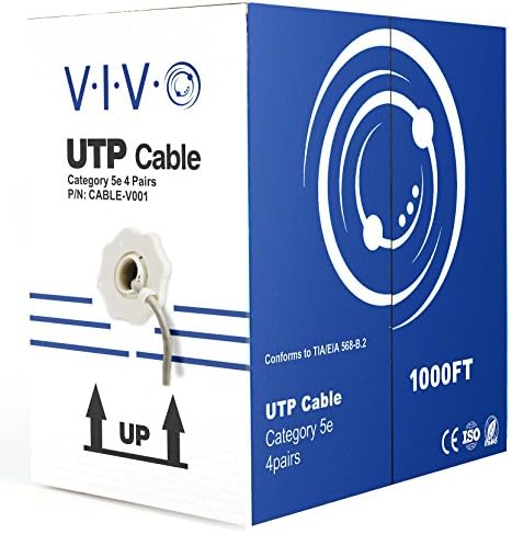 VIVO Gray 1,000ft Bulk Cat5e, CCA Ethernet Cable, 24 AWG, UTP Pull Box, Cat-5e Wire, Indoor, Network Installations CABLE-V001