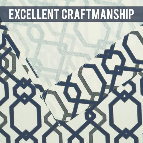 Image of Story@Home Cotton Curtain | Curtains 8 Feet Long Set of 2 | Geometric Printed | Bohemian Curtain | Room Darkening | Semi Long Door Curtains for Living Room | (116 X 242 Cm, White & Grey /Navy Blue)