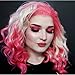 IMSTYLE Pink Blonde Lace Front Wigs Short Bob Wavy Wigs 2 Tone Neon Color Synthetic Hair Wig Free Part with Natural Hairline Shoulder Length for Women (Pink)
