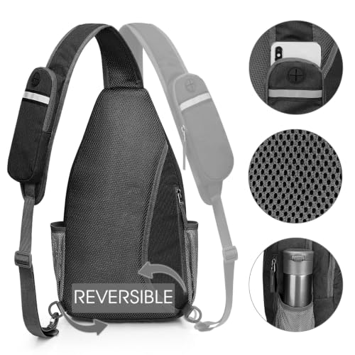 Image of G4Free Sling Bag for Men Women, RFID Blocking Crossbody Bag, Daily, Travel | Durable Polyester Fabric, 10L, Perfect for work, shopping, weekend outings, Hiking, Reversible Shoulder Strap (Dark Grey)
