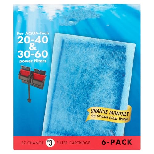 TnLoji 6-Pack Aquarium Filter Cartridge Replacement EZ-Change Replacement 3 Fish Tank Filter Cartridge for Aqua-Tech 20-40, 30-60 Power Filters