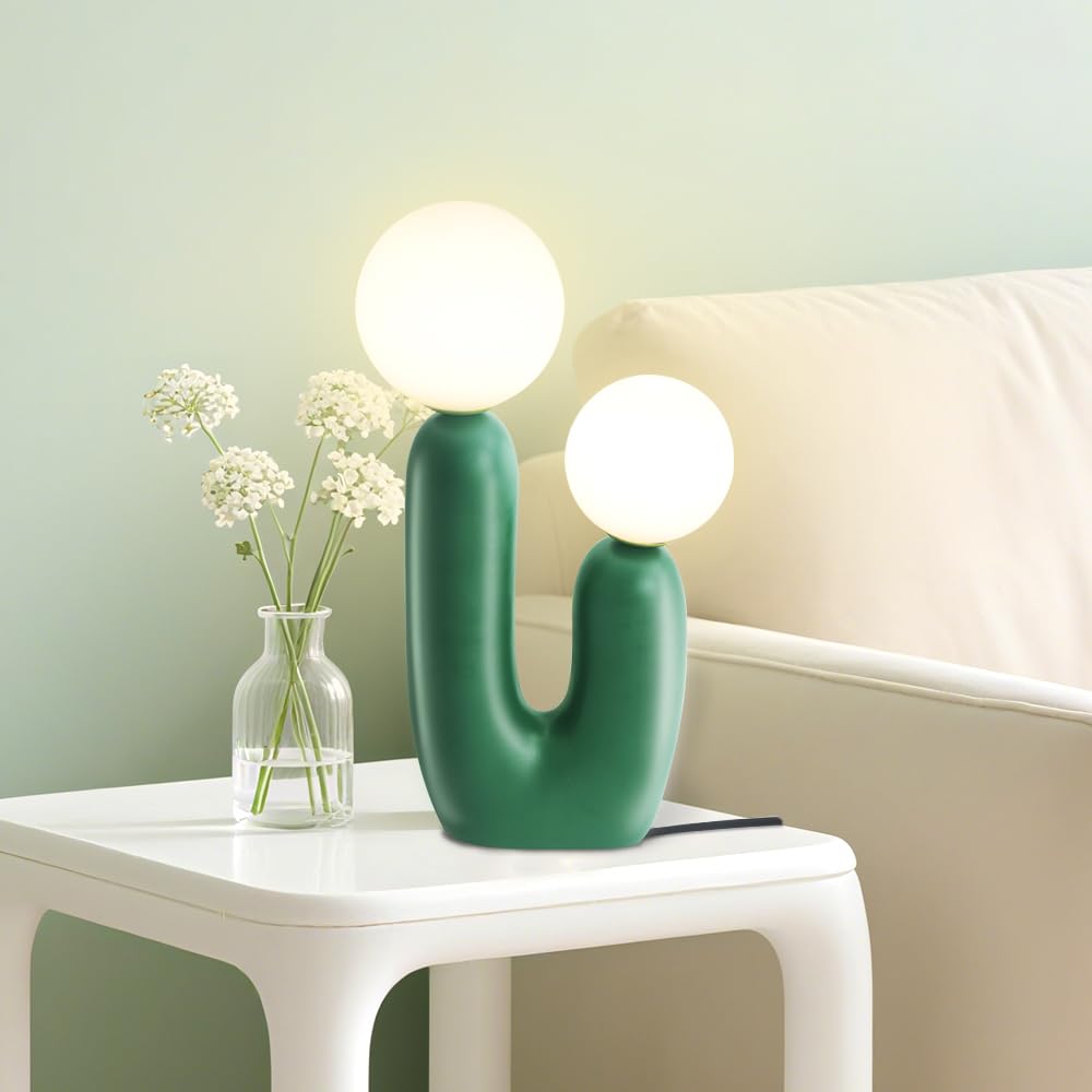 Lampe de chevet, lampe cactus moderne, lampe de table en résine, dimmable, adaptée au salon, à la chambre à coucher, à la table de chevet (Vert) (Vert)