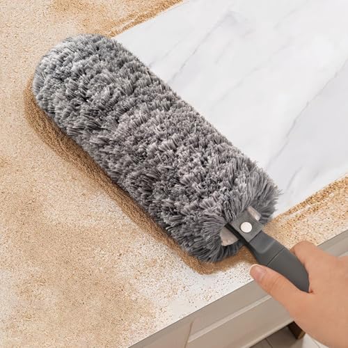 Image of Microfiber Duster with Washable and Reusable Duster Head, Microfiber Dusters for Household Cleaning, Gray