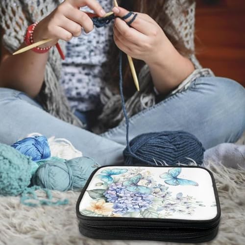 Image of Butterfly Crochet Hook Case Portable Floral Crochet Hook Organizer without Hooks and Accessories Crochet Storage Organizer for Airports and Parks