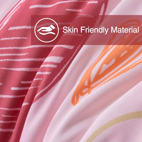 Image of A Nice Night 6 Piece Comforter Set Bed in a Bag with Comforter & Sheet Set,Watercolor Pink Bow Hearts Flower Strawberries Printed Bedding Sets Kids Girls,Twin