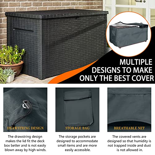 Patio Storage Box Covers , Quick Open Outdoor Deck Boxs Top With Zipper And Pockets Garden Deck Box Covers Waterproof,Storage Container Covers(Gray,52X30X25In) #TOP4