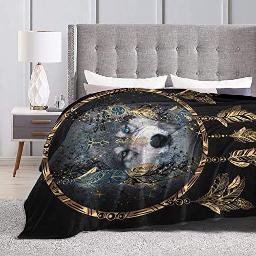 Wolf Dream Catcher Throw Blanket Soft Cozy Plush Warm Fleece Blanket For Sofa Couch Bed 80"X60" #TOP5