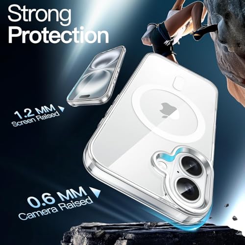 Image of JGD Magnetic Case for iPhone 16 6.1-Inch Compatible with MagSafe, Shockproof Phone Bumper Cover, Anti-Scratch Clear Back (Clear)
