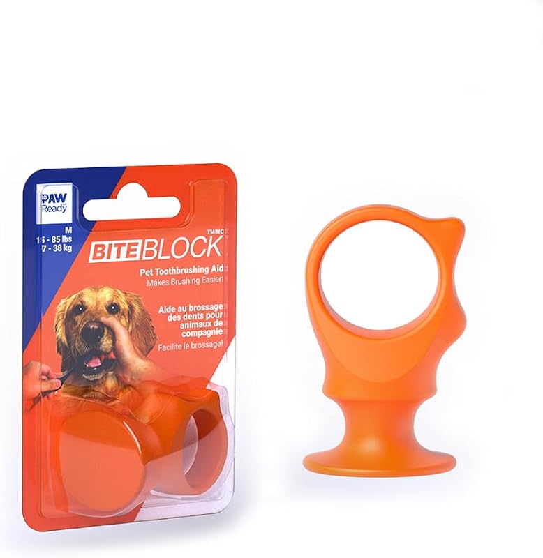 Escova de Dentes para Cães e Gatos Paw Ready com Proteção para os Dedos, Borracha Natural, Laranja, Tamanho Médio