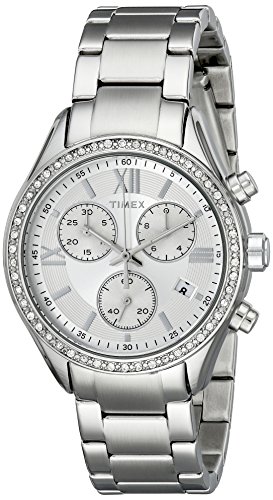 Timex Women's TW2P66800AB City Collection Miami Silver-Tone Bracelet Watch with Swarovski Elements