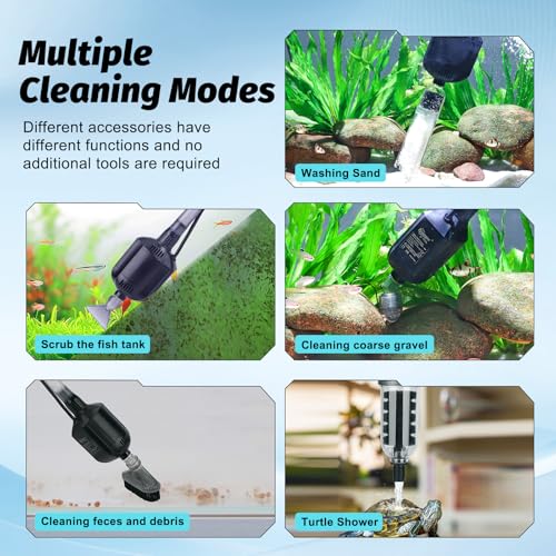 hygger 5 in 1 Electric Aquarium Gravel Cleaner, 360GPH Automatic Fish Tank Vacuum Water Changer, Vacuum Water Changer Sand Wash Filter (15W, Adjustable Length) by hygger - Image 2