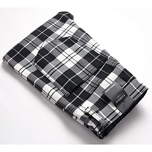 Plaid Panst for Men Skinny Men's Dress Pants Slim Fit Business Casual Chinos Pants RY13
