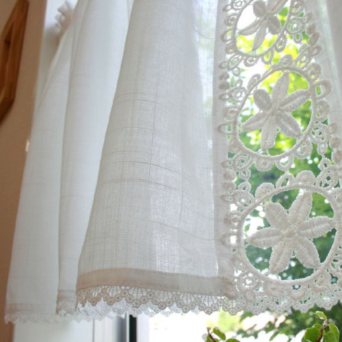S  カフェカーテン Amazon｜SunnyDayFabric カフェカーテン パトリス_S 刺繍 ホワイト 約