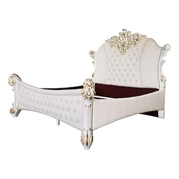 Amazon.com: Acme Furniture Faux Leather Queen Bed, Two Tone