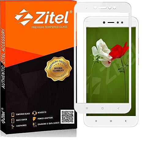 Image of zitel tempered glass screen protector for redmi y1 / y1 lite (white) edge to edge full screen coverage with installation kit