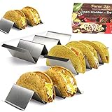 Taco Stand Holders Set of 4 by ParasLife - Stainless Steel Racks with Handles - Elegant Kitchen Gadget for Baking Holding and Serving Tacos - Oven Grill Dishwasher Safe - Organizer for Messy Wraps