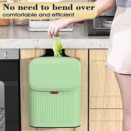 Kitchen Trash Can, 2.1 Gallon Compost Bin With Inner Barrel For Countertop Or Under Sink, Stainless Steel Trash Can With Lid, Indoor Compost Bin Kitchen/Bathroom(2.1 Gallon, 8L Vintage Green) #TOP1