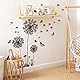 WandSticker4U®- XL Wandtattoo PUSTEBLUMEN Schwarz I Wandbild: 165x130 cm I Wandsticker Wohnzimmer modern Pflanzen Blumen Löwenzahn Schmetterlinge I Wand Deko für Schlafzimmer Küche Flur Bad GROß