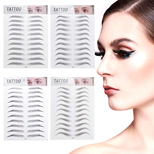Dokpav Hair-Like Authentic Eyebrows, 4pcs Eyebrow Tattoo Stickers, Grooming Shaping Brow Shaper, Waterproof Long Lasting Eyebrow Tattoo Sticker, Makeup Tools for Women Lady Men