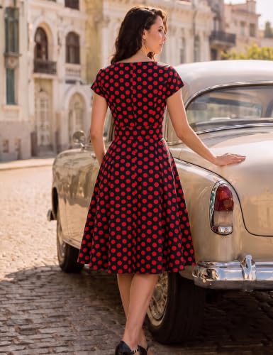 Image of Dressystar Women's Vintage 1950s A Line Cap Sleeve Cocktail Party Dress
