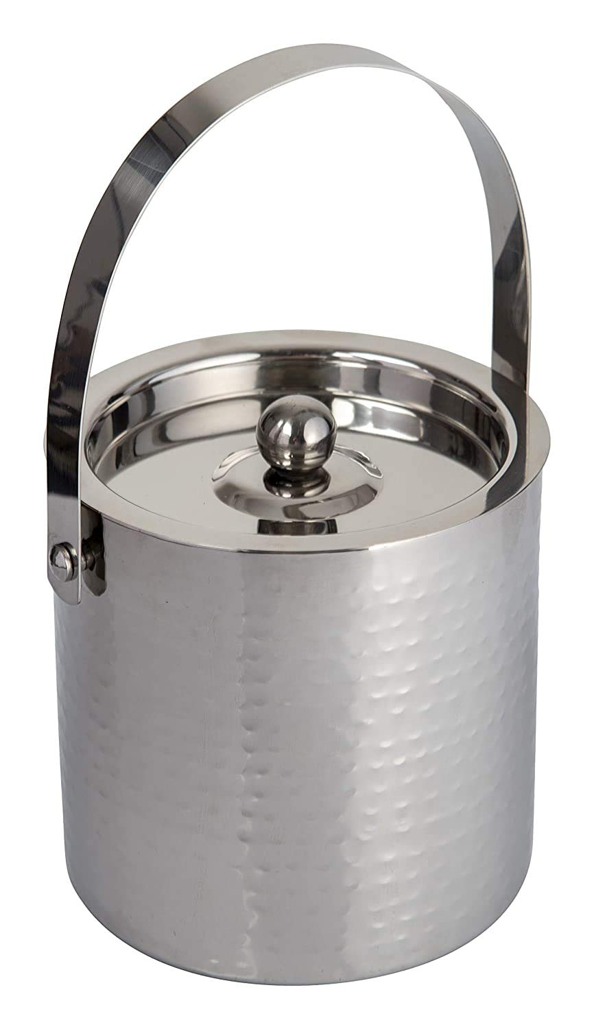 Abrazo Stainless Steel Double Wall Ice Bucket with Ice Tong | Full Hammered Design 1