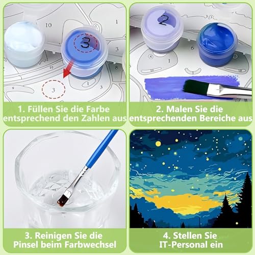 Koala Malen Nach Zahlen Kinder mit Rahmen, Koala Malen Nach Zahlen Kinder ab 5 6 7 8 9 10 Jahre, Malset Geschenk für Mädchen und Jungen - 20x20cm Mit Staffelei