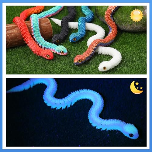 Image of 6Pcs 12in 3D Printed Snake Toys Flexible 3D Printed Animals for Home Desk Decor Christmas Fidget Toys Gifts