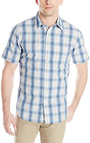 G.H. Bass & Co. Men's Short-Sleeve Medium Plaid Coded Poplin Button Up