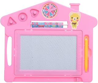 لوح رسم وكتابة بلاستيك مغناطيسي قابل للمسح مع عمليات تعليمية إبداعية تهدف لتعليم الأطفال، مقاس 25 × 25 سم (لون وردي)