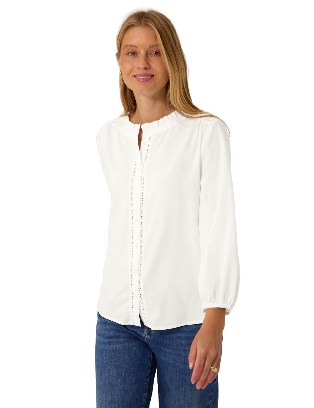 Street One Studio Damen 3413417 3/4-Arm Seersucker Tunika mit Tapedetails (1er Pack)