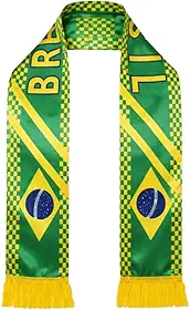Cachecol Brasil Torcida Verde Amarelo – Faixa Copa do Mundo Bandeira Jogo Futebol Evento Patrióta Acessório Torcedor Leve Tecido Poliester 138x13cm