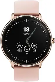 WB Watch Smartwatch 46mm Redondo, tela 1,39", ultra leve, fitness tracker, com monitoramento e temperatura corporal, análise de sono e Watchfaces Rosa