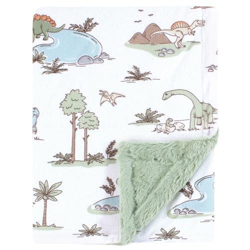 Image of Hudson Baby Unisex Baby Plush Blanket with Furry Binding and Back, Dinosaur Adventures, One Size