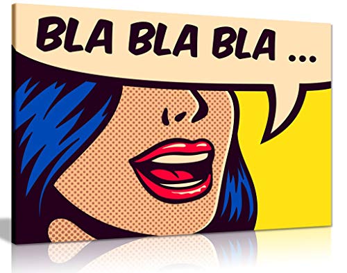 Modern Pop Art Girl Bla Bla Canvas Wall Art Picture Print (24X16) #TOP1