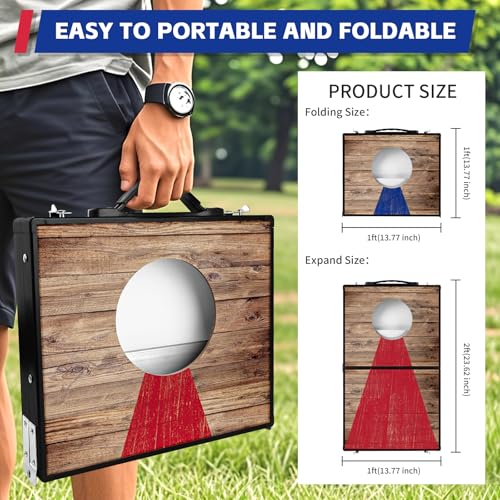 NZQXJXZ Aluminiowy zestaw Cornhole Outdoor 2 w 1 Cornhole Game z 8 workami do siedzenia i torbą do przenoszenia na podwórko, trawnik, plażę, kemping zestaw do gier na świeżym powietrzu