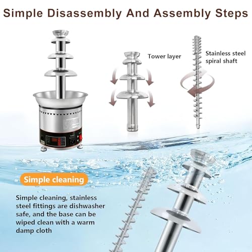 Máquina de fonte de chocolate, conjunto grande de fondue de fundição de molho de aço inoxidável come