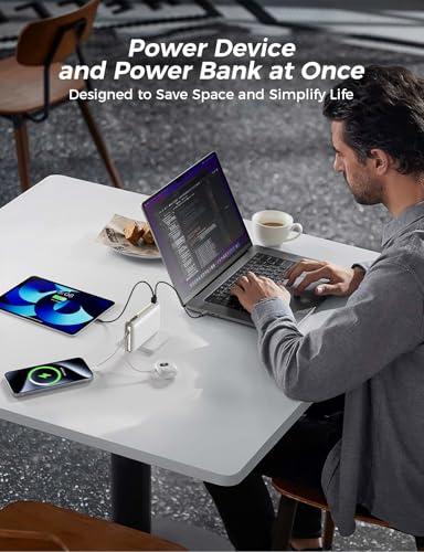 Image of Portable Charger 50000mAh with Built-in Cables and AC Wall Plug, 22.5W Fast Charging Power Bank with LED Display for iPhone 17 /16, Samsung, Android Devices, Camping, Road Trips and Travel, White
