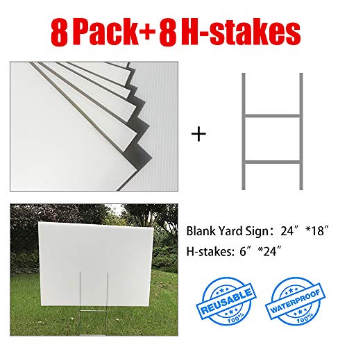 MEJOR CONOCIDO 8 Pack 24"x18" White Blank Lawn Yard Signs Corrugated Plastic Sheet