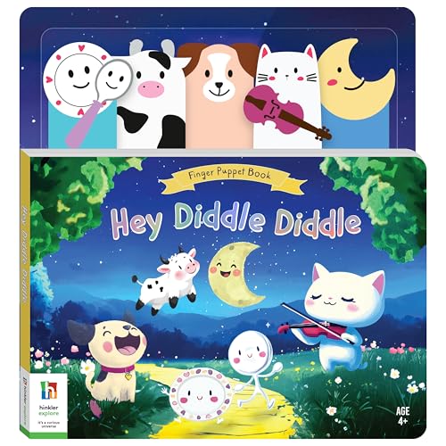Hey Diddle Diddle Finger Puppet Book – Interactive Felt Puppet Board Book with 5 Puppets – Nursery Rhyme Play Book for Babies & Toddlers Ages 0–3