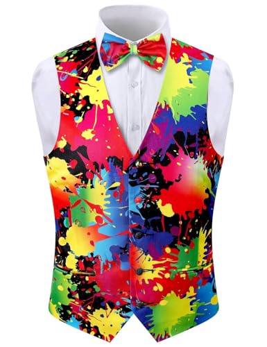 2-Piece Festival Suit Vest for Men, Party Waistcoat Vest & Bow Tie3