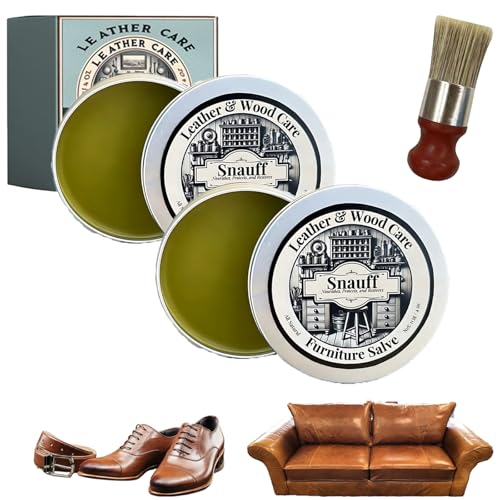 Snauff Leather & Wood Furniture Salve, Leather & Furniture Repair Salve Applicator Brush, 2025 Upgrade Lea-Ther & Wood Repair, Household Upholstery Cleaners for Home (2 Sets)