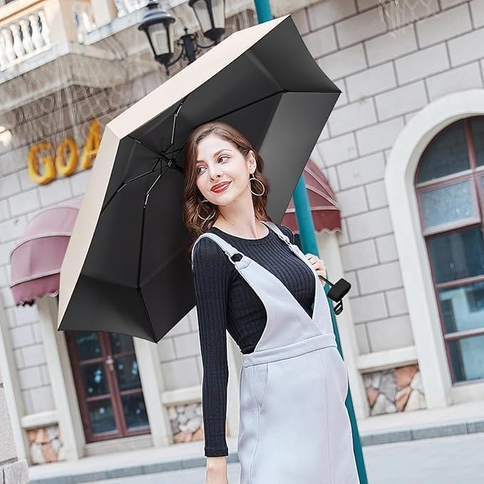 Image of Seniny Windproof Travel Umbrella, Automatic Umbrellas for Rain, Portable & Compact Umbrellas for Backpack, Strong UV for Protection, Folding Small Sun Umbrella for Car, Walking, Coral Pink, 38 inches