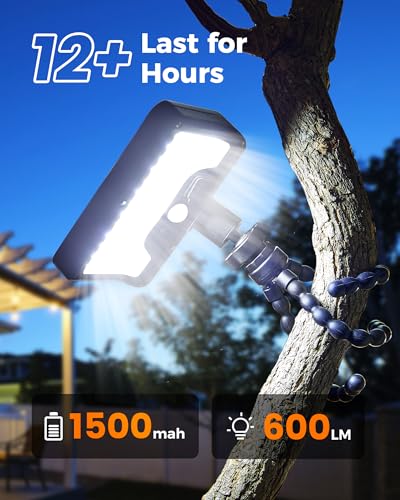 Image of Clip On Solar Lights Outdoor, Motion Sensor Outdoor Lights, 92 LEDs 600LM Solar Fence Lights Outdoor Waterproof,Security Lights for Fence, Deck, Gutter (1, Black Octopus -3000K /5000K /6000K)