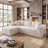 Shintenchi Boneless Couches for Living Room,Modular Sectional Sofa with 2 Cup Holders,Memory Foam Cloud Couch with L Shaped Oversized Chaise,No Assembly Needed Plush Corduroy Sofa