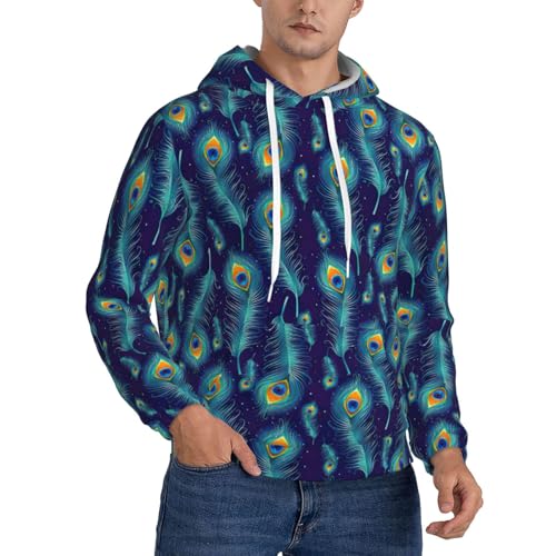 Sweat à capuche en polaire homme au motif plumes de paon artistique unique