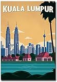 Kuala Lumpur Vintage Travel Art Refrigerator Magnet Size 2.5" x 3.5"